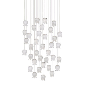 Currey & Company Polpo White Art Glass Bell Pendant Handcrafted Venetian Stippled Shade for Dining 36-Light Round 9000-1409