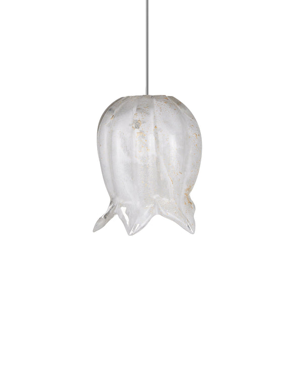 Currey & Company Polpo White Art Glass Bell Pendant Handcrafted Venetian Stippled Shade for Dining 7-Light Linear 9000-1410