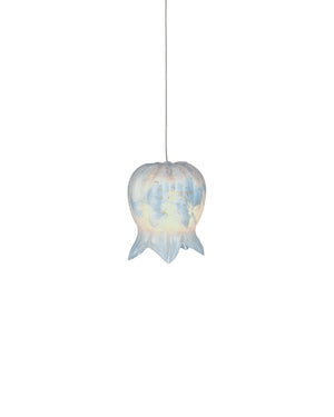 Currey & Company Polpo Blue Handcrafted Art Glass Bell Pendant Venetian Stippled Shade for Dining Round 1-Light 9000-1411