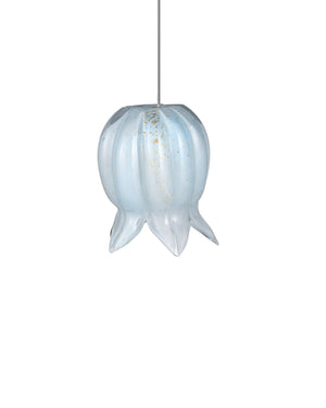 Currey & Company Polpo Blue Handcrafted Art Glass Bell Pendant Venetian Stippled Shade for Dining Round 7-Light 9000-1413
