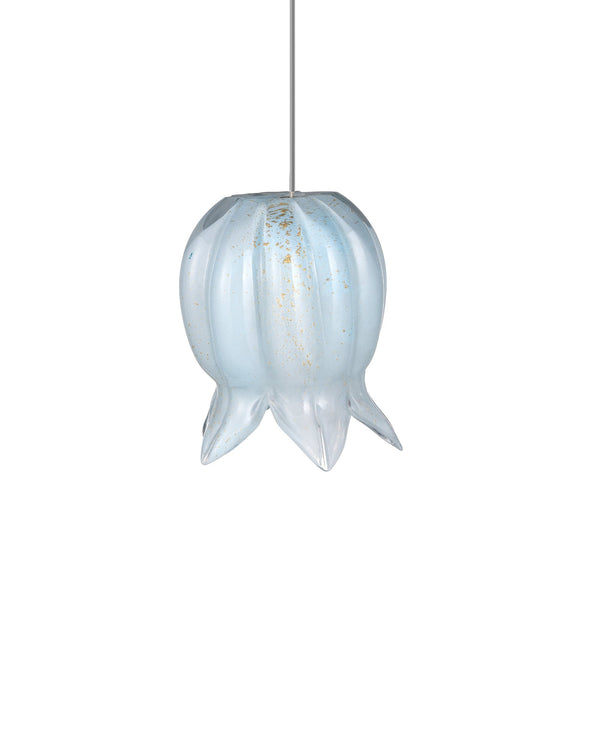 Currey & Company Polpo Blue Handcrafted Art Glass Bell Pendant Venetian Stippled Shade for Dining Round 15-Light 9000-1414