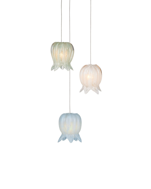 Currey & Company Polpo Three Light Art Glass Pendant with Venetian Bell Shades for Dining Rooms 3-Light Round 9000-1419