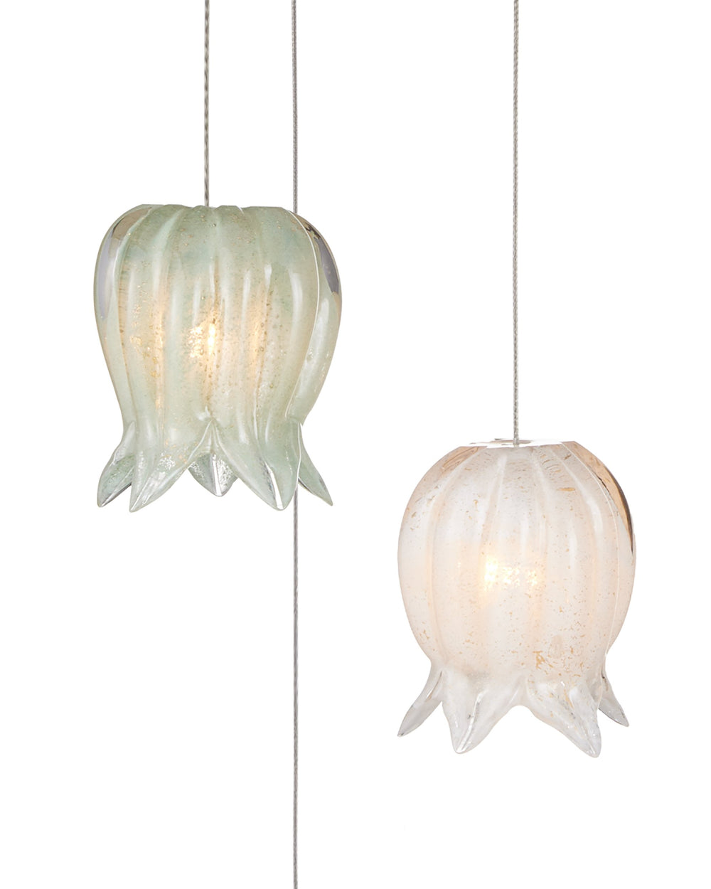 Currey & Company Polpo Three Light Art Glass Pendant with Venetian Bell Shades for Dining Rooms 3-Light Round 9000-1419