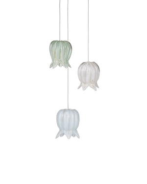 Currey & Company Polpo Three Light Art Glass Pendant with Venetian Bell Shades for Dining Rooms 3-Light Round 9000-1419