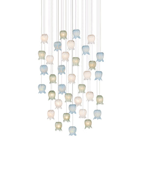 Currey & Company Polpo Three Light Art Glass Pendant with Venetian Bell Shades for Dining Rooms 36-Light Round 9000-1424