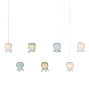 Currey & Company Polpo Three Light Art Glass Pendant with Venetian Bell Shades for Dining Rooms 7-Light Linear 9000-1425