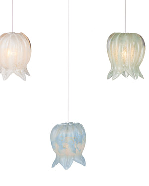 Currey & Company Polpo Three Light Art Glass Pendant with Venetian Bell Shades for Dining Rooms 7-Light Linear 9000-1425