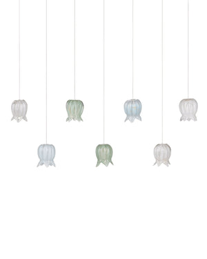 Currey & Company Polpo Three Light Art Glass Pendant with Venetian Bell Shades for Dining Rooms 7-Light Linear 9000-1425