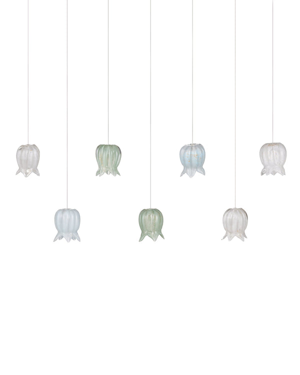 Currey & Company Polpo Three Light Art Glass Pendant with Venetian Bell Shades for Dining Rooms 7-Light Linear 9000-1425