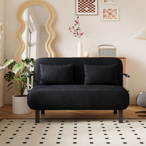 English Elm 39″ Convertible Chair Bed with Adjustable Backrest & Pillow, Steel-Frame Sleeper Chair for Small Spaces Comfortable Multifunctional Lounge Sofa Black W1767P192815