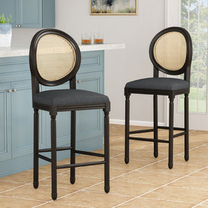 Christopher Knight Home® - Noble House - Govan French Country Wooden Barstools with Upholstered Seating - Set of 2