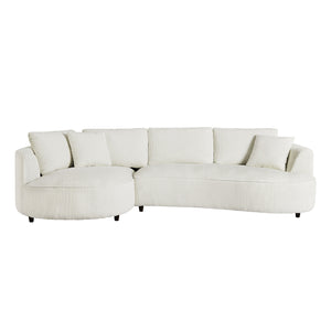 English Elm 122.04 Inch Oversized Sectional Sofa - Modern White Corduroy Couch With Left Chaise For Cozy Relaxation W876S00274