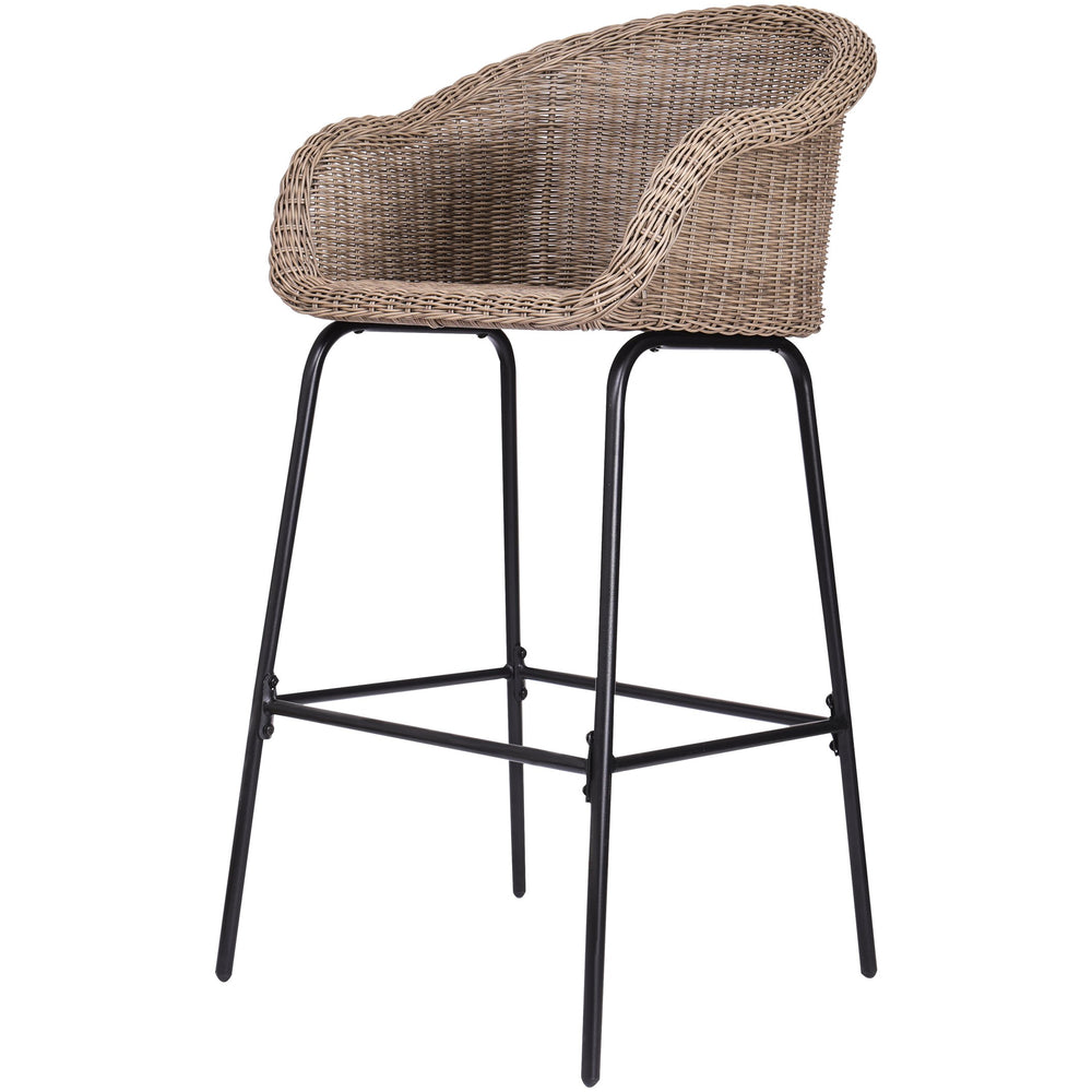 English Elm Christopher Knight Home® - Ladd Outdoor Metal Wicker Barstool Set of 2 — 29.5" Bar Height, Woven PE Rattan, Sturdy 400 lb Capacity Black,Light Brown N775P277558B