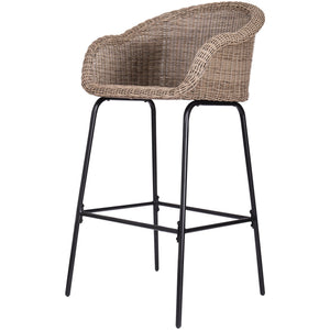 English Elm Christopher Knight Home® - Ladd Outdoor Metal Wicker Barstool Set of 2 — 29.5" Bar Height, Woven PE Rattan, Sturdy 400 lb Capacity Black,Light Brown N775P277558B
