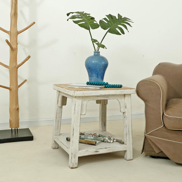 Lilys Amalfi Two Tones Side Table Antique Off White 22X22X24H 9002