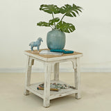 Amalfi Two Tones Side Table Antique Off White 22X22X24H