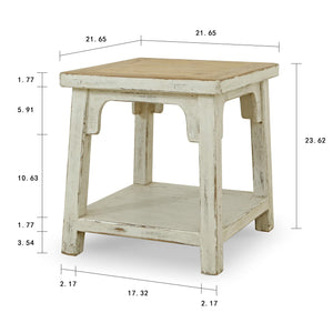 Lilys Amalfi Two Tones Side Table Antique Off White 22X22X24H 9002