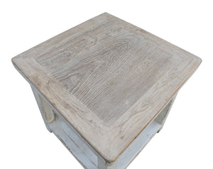 Lilys Amalfi Two Tones Side Table Antique Off White 22X22X24H 9002