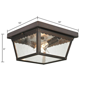Thomas Lighting Springfield Outdoor Flush Mount with Seeded Glass and Bronze Finish for Porch Entryway 10 inches 9002EF/70