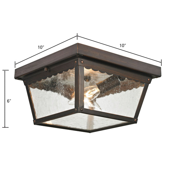 Thomas Lighting Springfield Outdoor Flush Mount with Seeded Glass and Bronze Finish for Porch Entryway 10 inches 9002EF/70