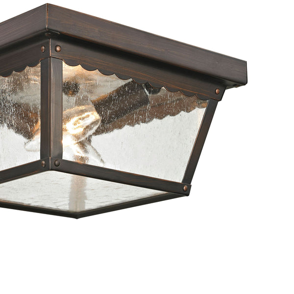 Thomas Lighting Springfield Outdoor Flush Mount with Seeded Glass and Bronze Finish for Porch Entryway 10 inches 9002EF/70