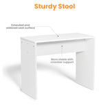 English Elm Vanity Desk Set Stool & Dressing Table With Led Lighting Mirror Drawer and Compartments Modern Wood Cosmetic Table Chest Of Drawers White Color