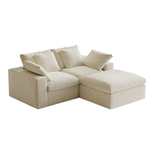 English Elm Modular 3-Seat Sectional Sofa With Ottoman – Versatile Modern Minimalist Sleeper For Small Spaces W3622S00009