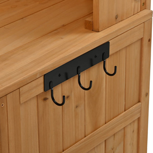 English Elm (with Hutch) Topmax Solid Fir Outdoor Potting Bench Station Cabinets Drawers Patio Garden Natural Wood N717P404332A