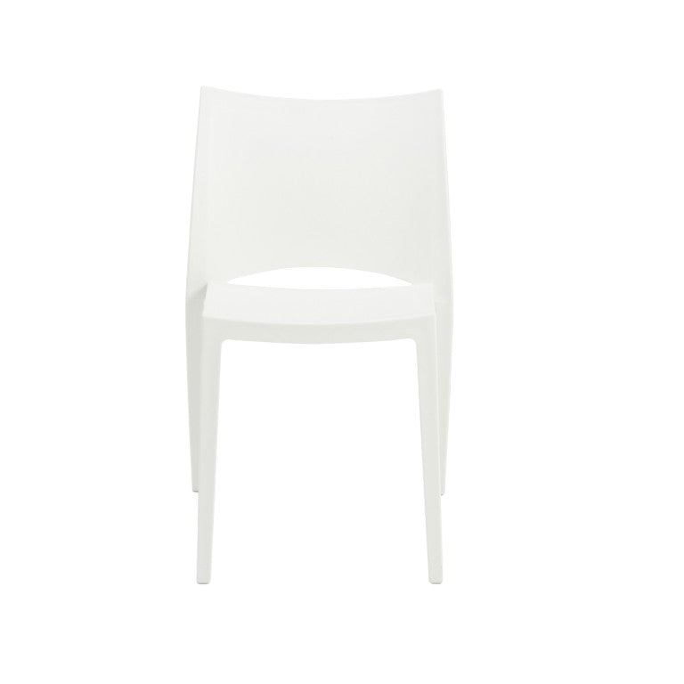 EuroStyle Leslie Stackable Polypropylene Outdoor Chair UV Resistant Patio Seating Set of 2 90034WHT-MP2