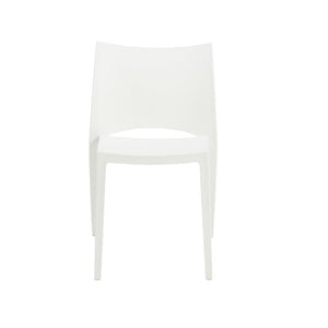 EuroStyle Leslie Stackable Polypropylene Outdoor Chair UV Resistant Patio Seating Set of 2 90034WHT-MP2