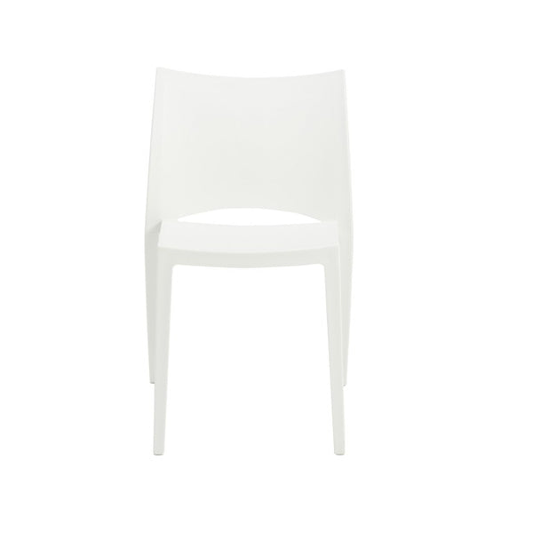 EuroStyle Leslie Stackable Polypropylene Outdoor Chair UV Resistant Patio Seating Set of 2 90034WHT-MP2