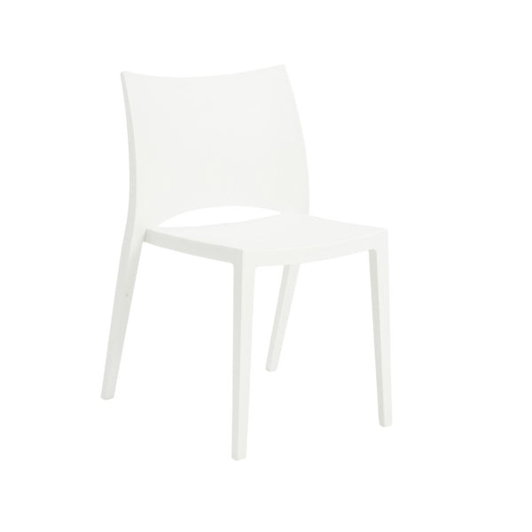 EuroStyle Leslie Stackable Polypropylene Outdoor Chair UV Resistant Patio Seating Set of 2 90034WHT-MP2