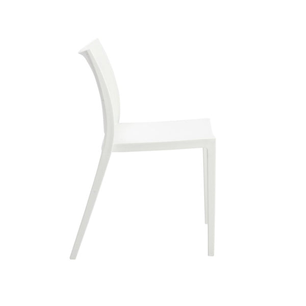 EuroStyle Leslie Stackable Polypropylene Outdoor Chair UV Resistant Patio Seating Set of 2 90034WHT-MP2