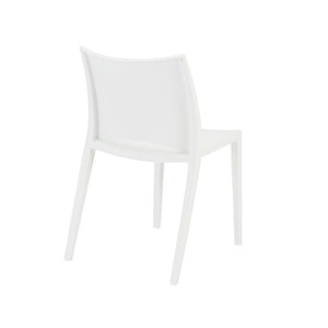 EuroStyle Leslie Stackable Polypropylene Outdoor Chair UV Resistant Patio Seating Set of 2 90034WHT-MP2