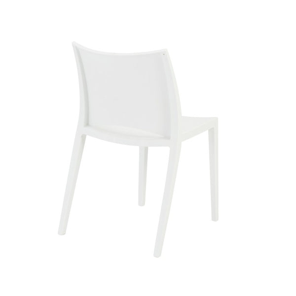 EuroStyle Leslie Stackable Polypropylene Outdoor Chair UV Resistant Patio Seating Set of 2 90034WHT-MP2