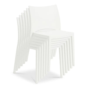 EuroStyle Leslie Stackable Polypropylene Outdoor Chair UV Resistant Patio Seating Set of 2 90034WHT-MP2