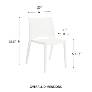 EuroStyle Leslie Stackable Polypropylene Outdoor Chair UV Resistant Patio Seating Set of 2 90034WHT-MP2