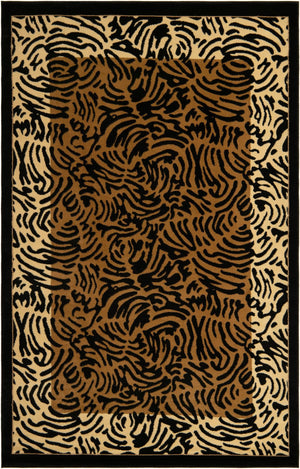 Unique Loom Wildlife Big Cat Machine Made Border Rug Light Brown, Black/Cream/Light Brown 6' 1" x 9' 0"