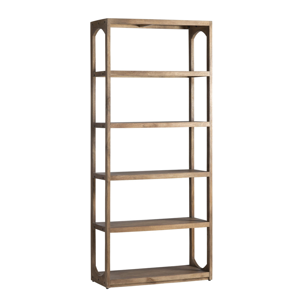 Crestview Collection Solid Wood Etagere Bookshelf With 5 Open Shelves - Stylish Natural Wood Design For Storage & Display Brown Solid Wood Cvfnr4412