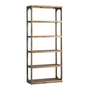 Crestview Collection Solid Wood Etagere Bookshelf With 5 Open Shelves - Stylish Natural Wood Design For Storage & Display Brown Solid Wood Cvfnr4412