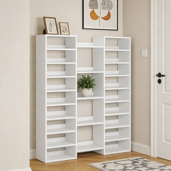 English Elm Storage Organizer Freestanding Shoe Rack 23 Shelf White Mdf Entryway Display Unit T3971P453348