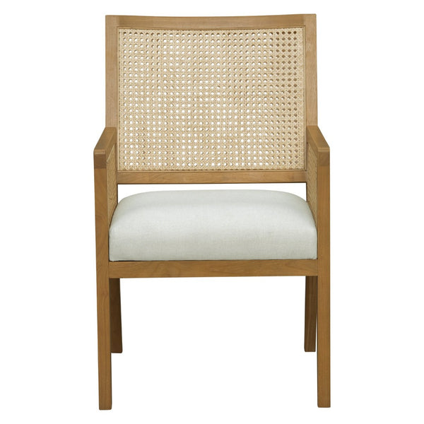 English Elm Natural Rattan Woven Armchair Set Rubberwood Farmhouse Coastal Dining Seating Pair Beige,Natural N776P385750N