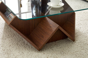 English Elm A Modern Two-tier Mdf Coffee Table with Open Shelf for Living Room Storage W3875P396857