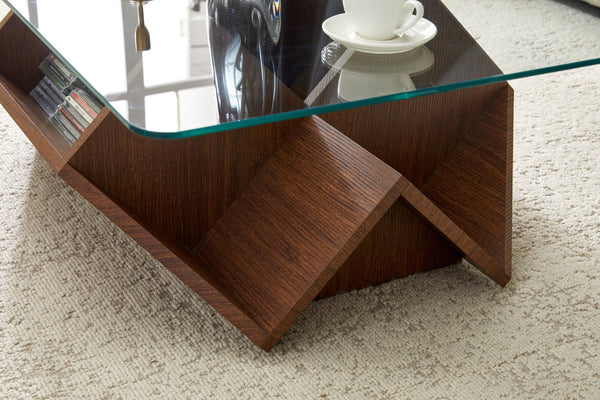 English Elm A Modern Two-tier Mdf Coffee Table with Open Shelf for Living Room Storage W3875P396857