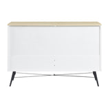 English Elm 7 Drawer Dresser For Bedroom With Deep Drawers, Wood Dressers & Chest Of Drawers, Modern White Long Dressers For Closet Living Room, 47.2"W X 15.7"D X 31.5"H, White & Oak