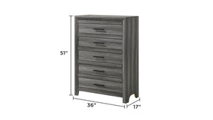 English Elm Denver Modern Twin 5-Piece Bedroom Set in Gray — Contemporary Wood Bed, Nightstand, Dresser, Chest & Mirror (Coordinated) B009S02018