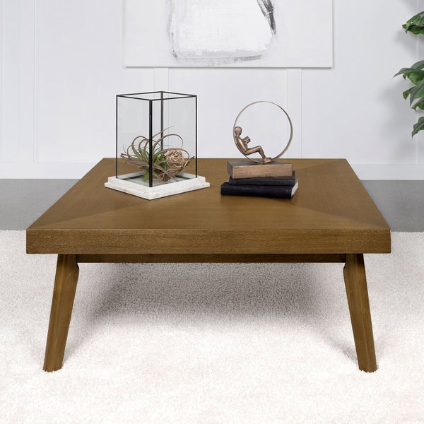 English Elm Square Wood Coffee Table - Elegant Walnut Brown Parquet Top For Mid-Century Modern Living Rooms B016P370667-GIGA