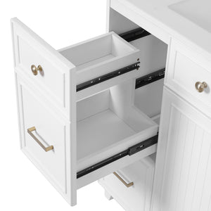 English Elm 36" Modern Bathroom Vanity with Ceramic Sink, Soft-Close Doors, Double-Layer Drawer & Storage Elegance White N729P289163K