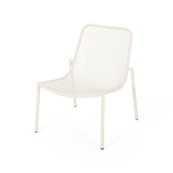 English Elm Kincaid Outdoor Iron Mesh Conversation Set Rust Resistant Patio Chairs with Side Table White N775P392159W