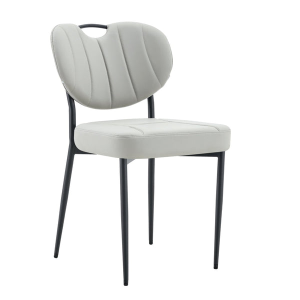 English Elm Dark Oil Waxed Faux Leather Dining Chair Set with Diamond Tufted High Back Metal Legs W3493P449243